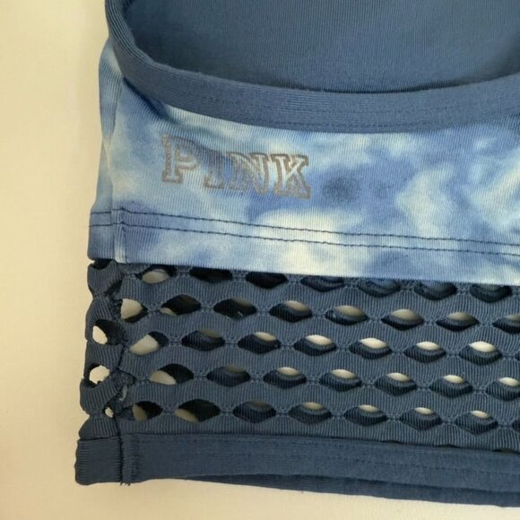 Pink Victorias Secret Blue Tie-Dye Sports Bra Web Detail Lightly Lined Small - Picture 3 of 5